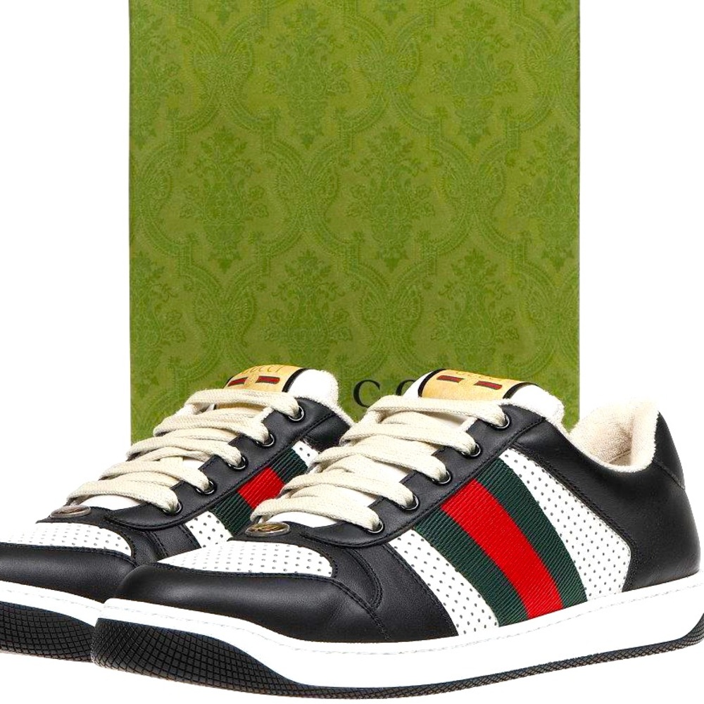 Authentic Gucci Men’s Screener White Web Logo low Top Sneakers Size 9.5/ US 10